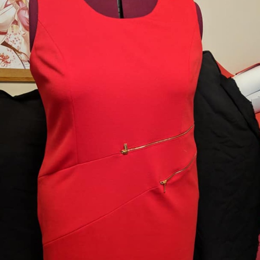 Calvin Klein Asymmetrical Seam Zipper Bodycon Dress 20W Plus Size